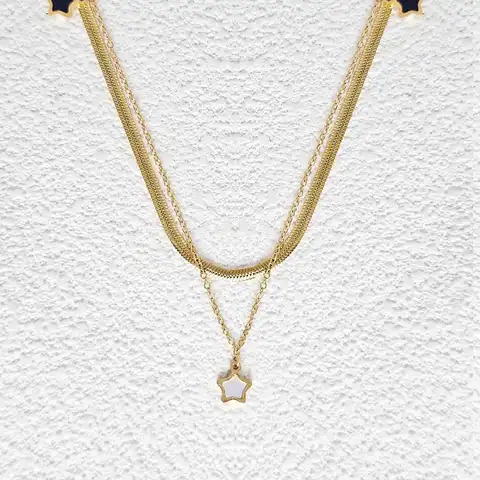 Pentagram Shell 14k Gold Necklace Female Light Luxury Senior Sense Ins Collarbone Chain - Plated Brass jewelry made by BlueOne Jewelry