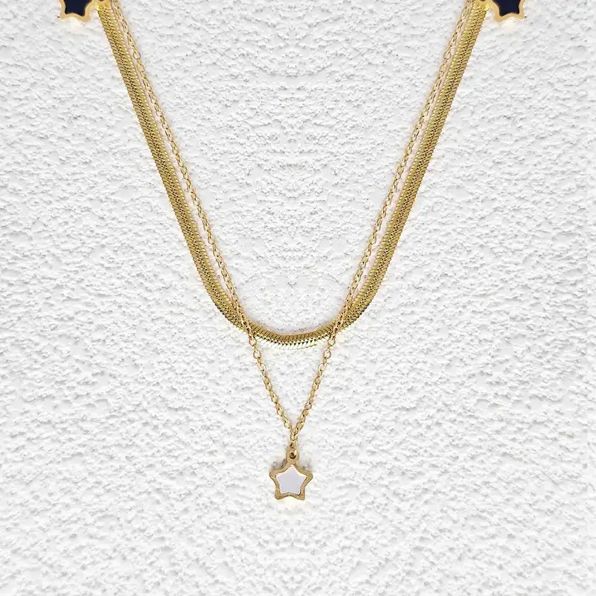 Pentagram Shell 14k Gold Necklace Female Light Luxury Senior Sense Ins Collarbone Chain made by BlueOne Jewelry