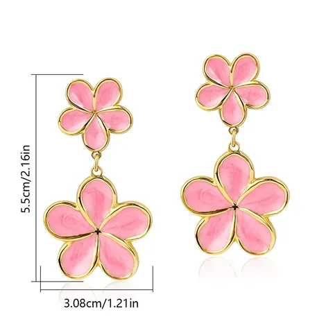 Plum Blossom Five-petaled Drip Glaze Earrings for Women Delicate Floral Earrings - view 3