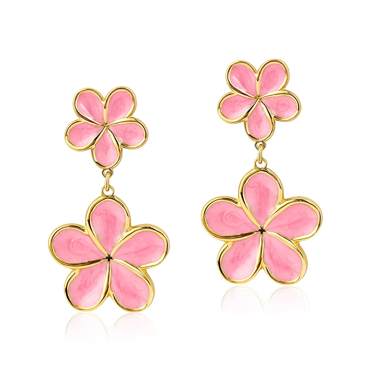 Plum Blossom Five-petaled Drip Glaze Earrings for Women Delicate Floral Earrings made by BlueOne Jewelry