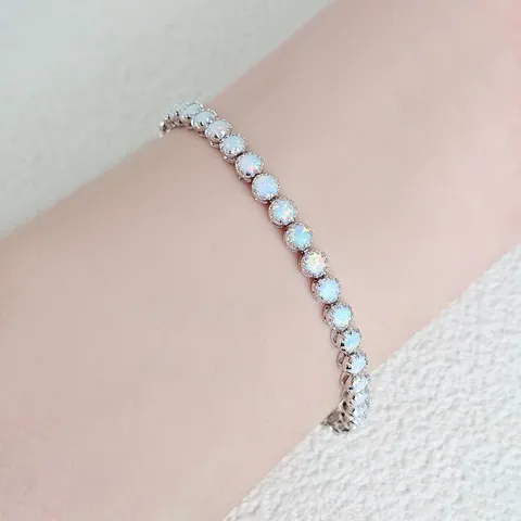 Roman Opal Bracelet Woman Inlaid Opal Silver Bracelet - view 2