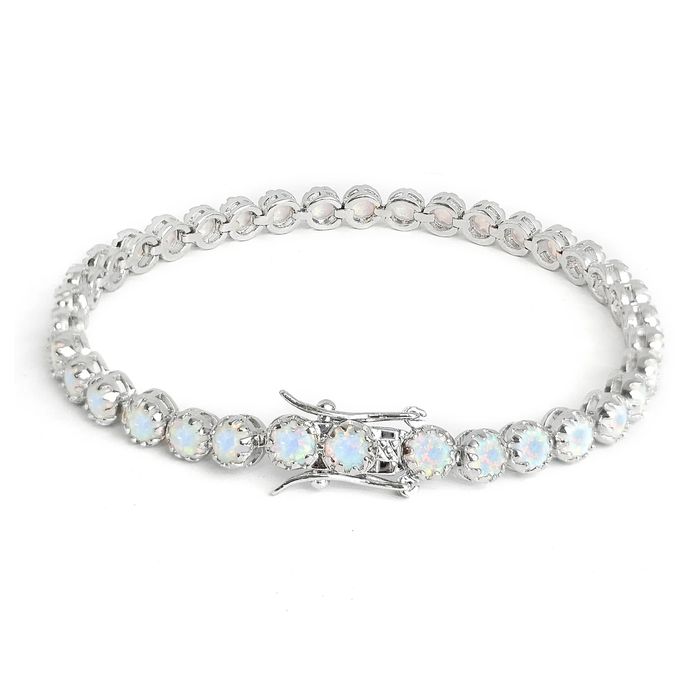Roman Opal Bracelet Woman Inlaid Opal Silver Bracelet made by BlueOne Jewelry