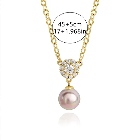 Single Pearl Necklace Versatile Niche Design Senior Sense Zirconia Sweater Chain - view 3
