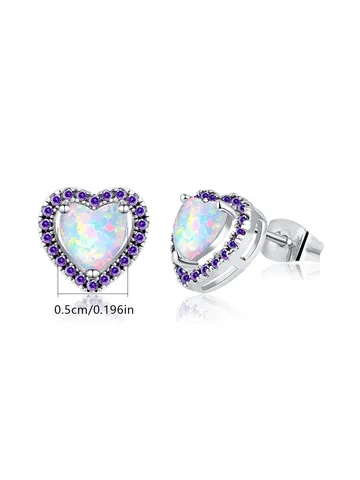 Style Simple Personalized White Auburn Heart-shaped Earrings Fashion Niche Finger Ring - view 3