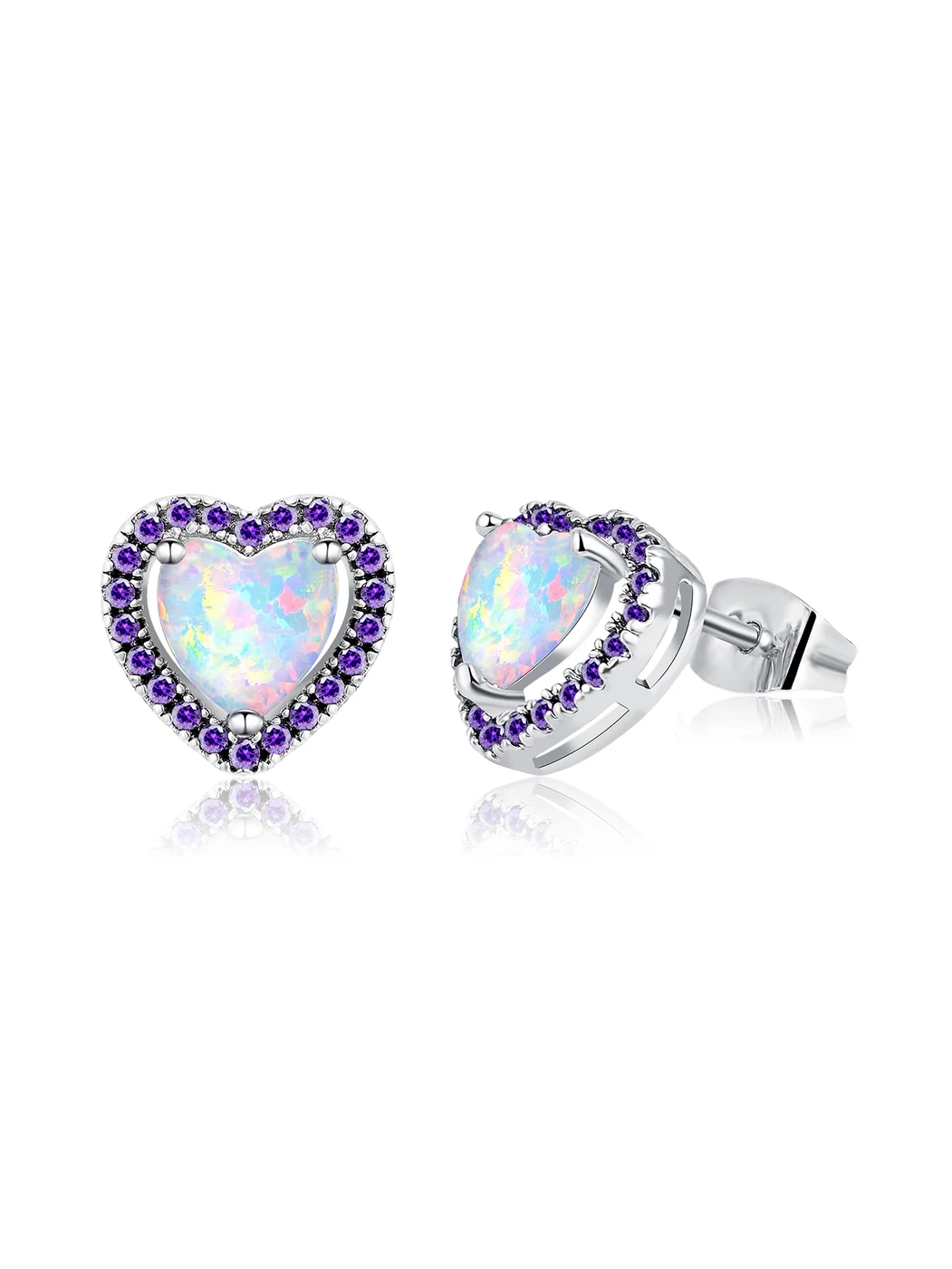 Style Simple Personalized White Auburn Heart-shaped Earrings Fashion Niche Finger Ring made by BlueOne Jewelry
