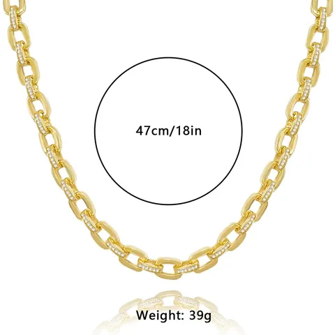 With Zirconia Stainless Steel Square Paper Clip Chain Necklace Unisex Fashion - view 3