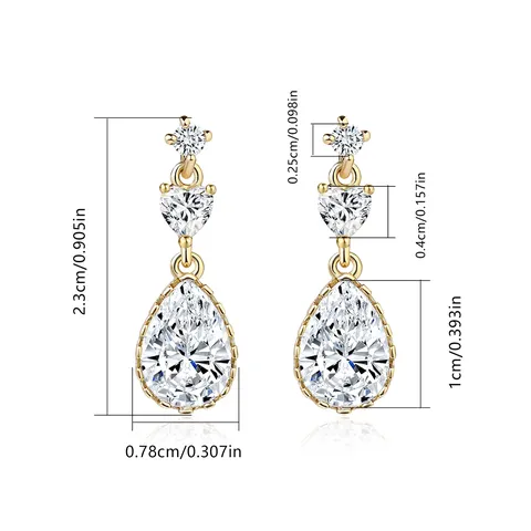 Zirconia Earrings Teardrop Earrings Copper Plated Real Gold Zirconia Earrings Jewelry - view 3