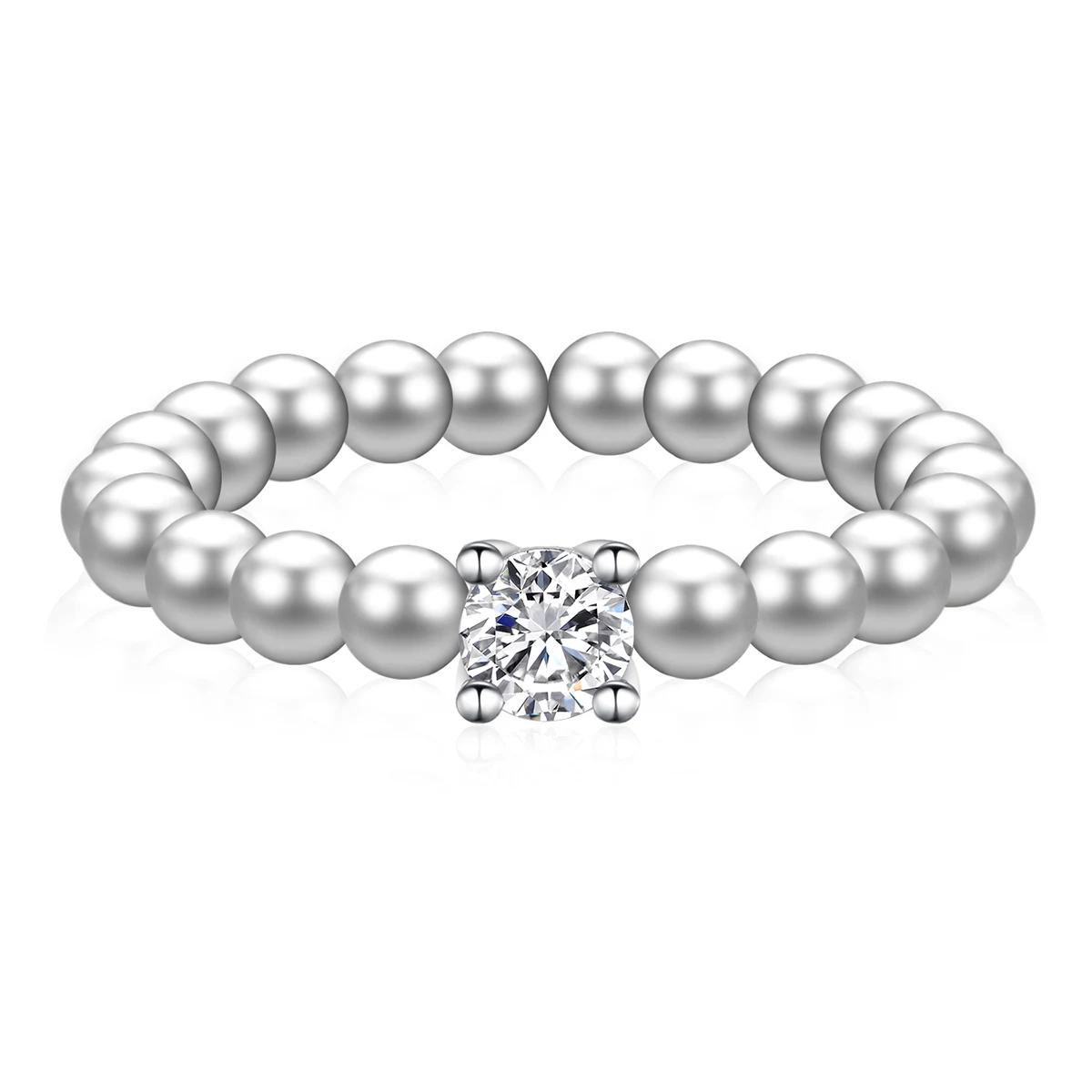 Niche Exquisite Zirconia Pearl Stretch Ring Luxury French Elegance Women’s Ring made by BlueOne Jewelry
