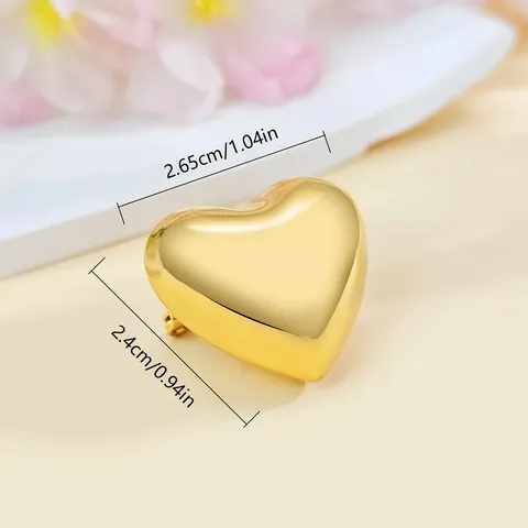 Niche Luxury Stainless Steel Heart Brooch Export-grade Metal Polished Hollow Heart - view 3