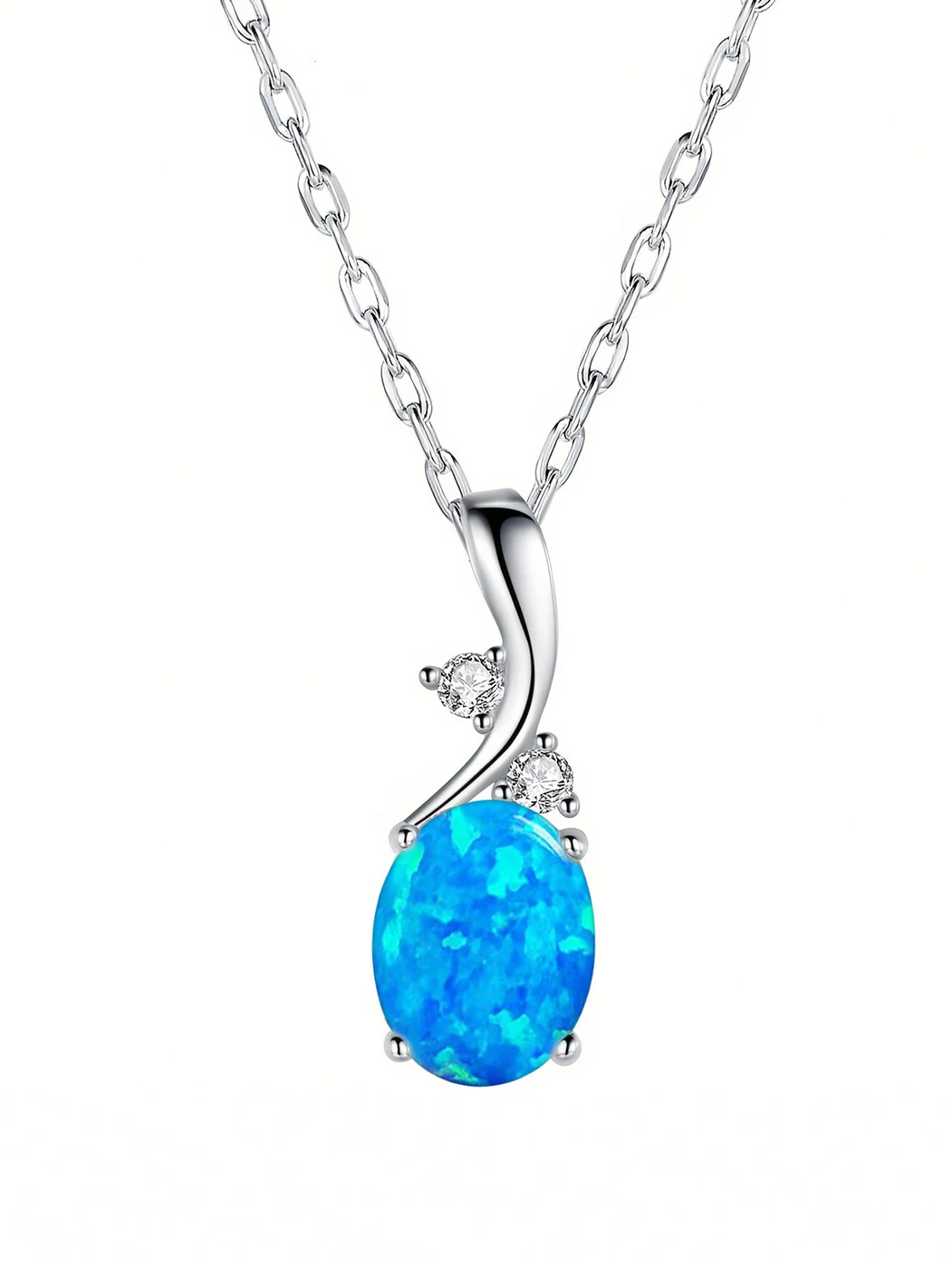 Minimalist October Opal Birth Month Opal Pendant Necklace Copper Plated with Real made by BlueOne Jewelry
