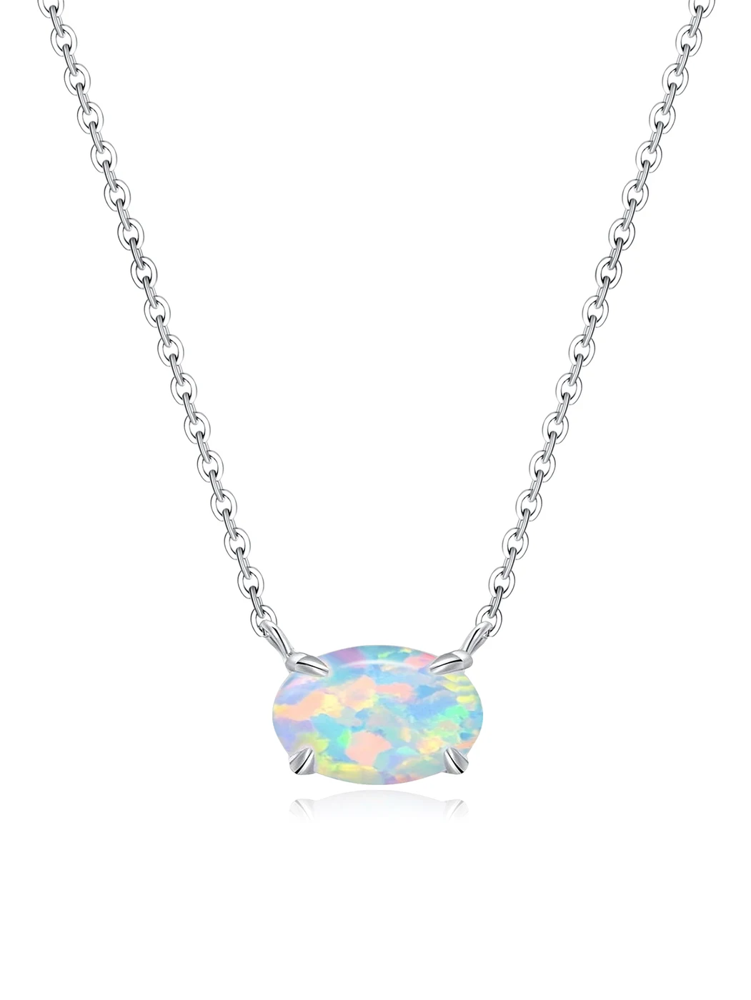 October Opal Birth Month Opal Pendant Necklace Copper Plated with Real - Style 6226 made by BlueOne Jewelry