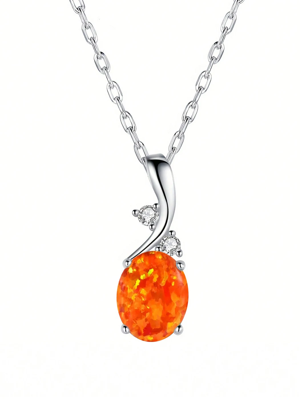 October Opal Birth Month Opal Pendant Necklace Copper Plated with Real made by BlueOne Jewelry