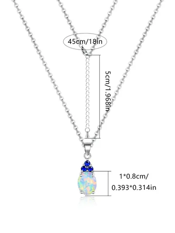 Opal Birthstone Moon Opal Pendant Necklace Micro-set Zirconia Opal High-quality Necklaces Y-Necklace - view 3