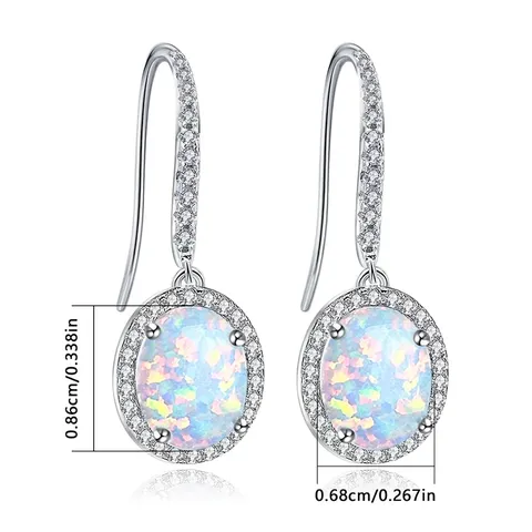 Opal Women’s Stud Earrings European and American Vintage Personalized Inlaid Opal - view 3
