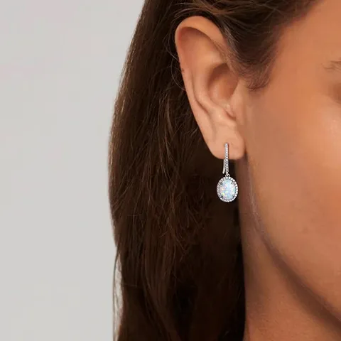 Opal Women’s Stud Earrings European and American Vintage Personalized Inlaid Opal - view 2