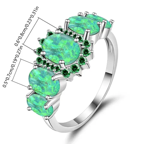Opal Ring Oval Set Zirconia Auburn Temperament Women’s Ring - view 3