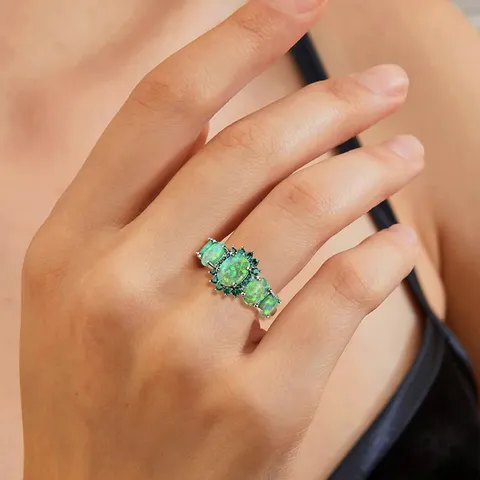 Opal Ring Oval Set Zirconia Auburn Temperament Women’s Ring - view 2