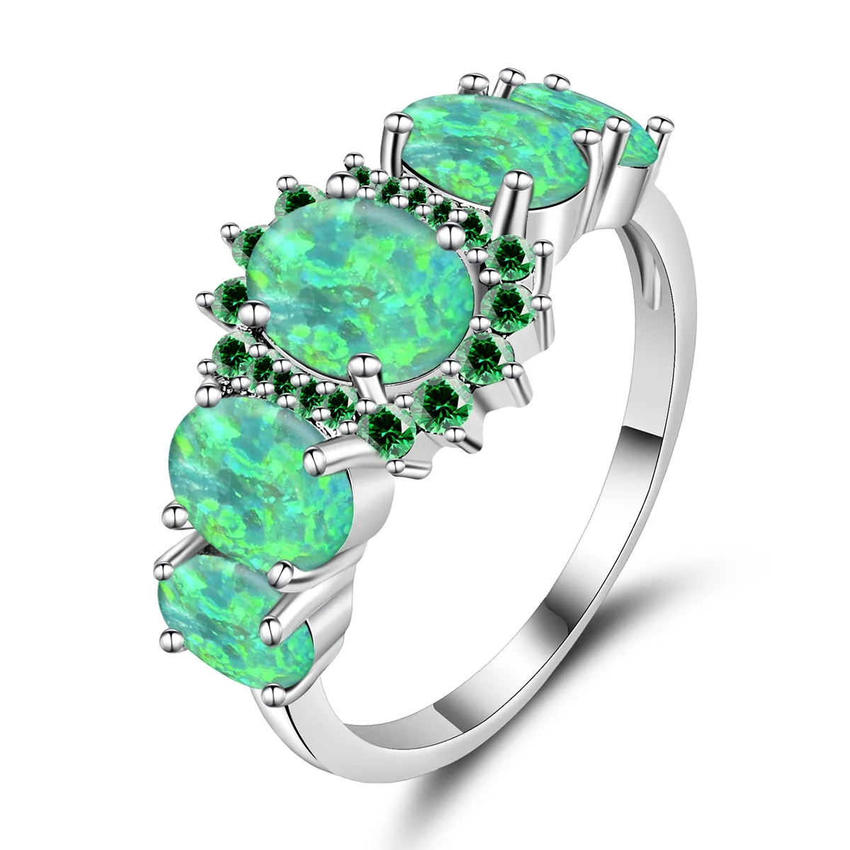 Opal Ring Oval Set Zirconia Auburn Temperament Women’s Ring made by BlueOne Jewelry
