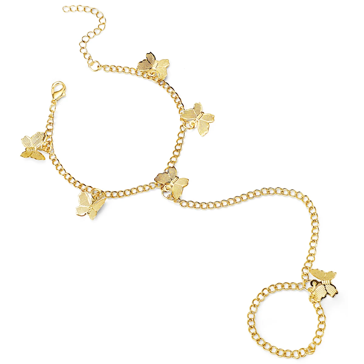 Personalized Fashion Minimalist Single Ring Bracelet Gold Chain Butterfly Pendant Link made by BlueOne Jewelry