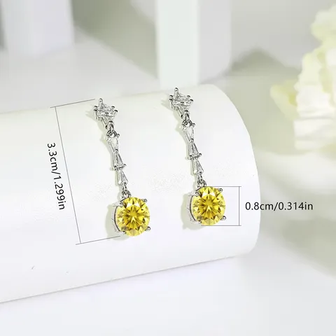 Personalized Simple Hundreds of Fashion Yellow Zirconia Earrings Female Design - view 3