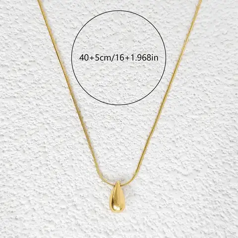 Premium Feeling Temperament Chubby Necklace INS Stainless Steel Solid Teardrop Snake Y-Necklace - view 3