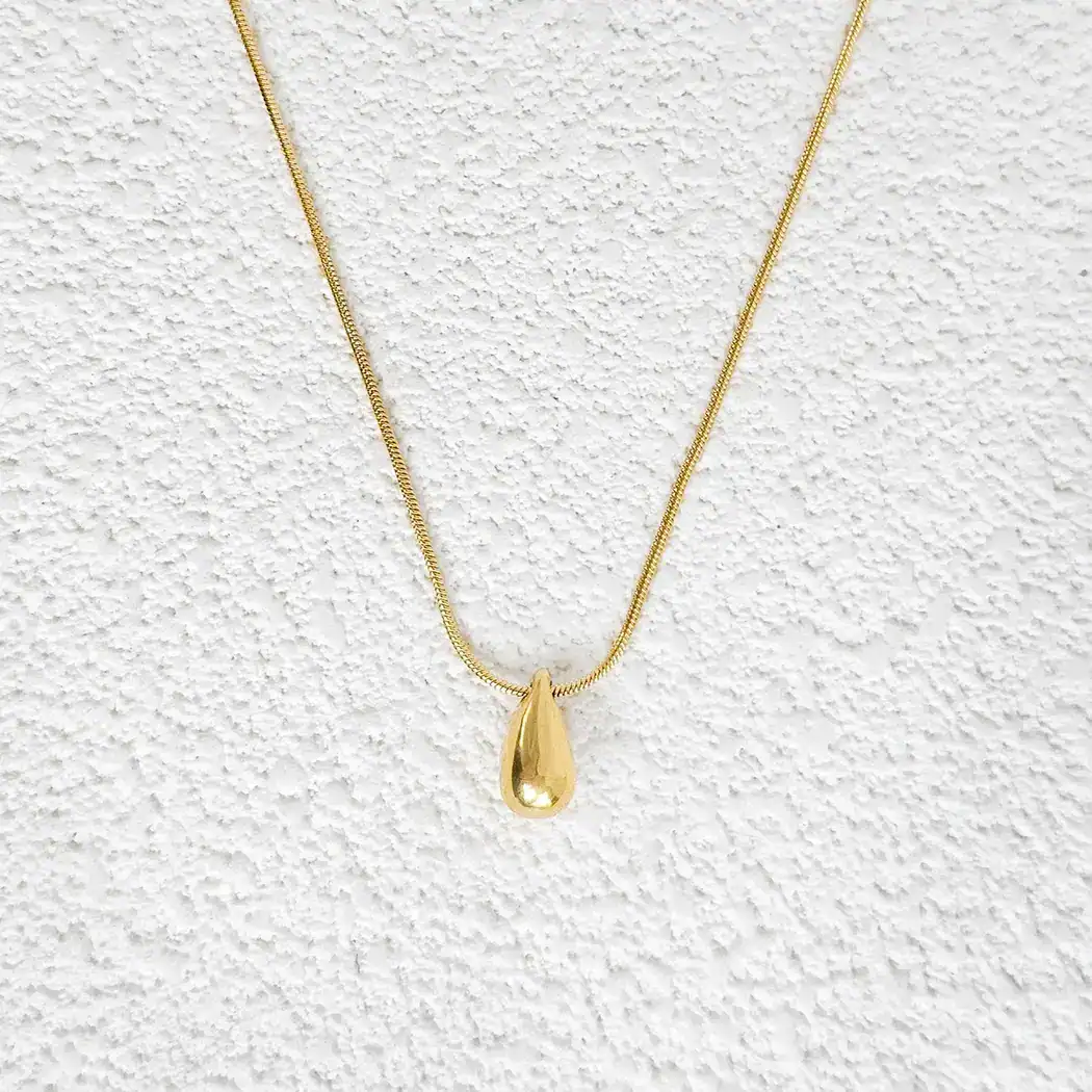 Premium Feeling Temperament Chubby Necklace INS Stainless Steel Solid Teardrop Snake Y-Necklace made by BlueOne Jewelry