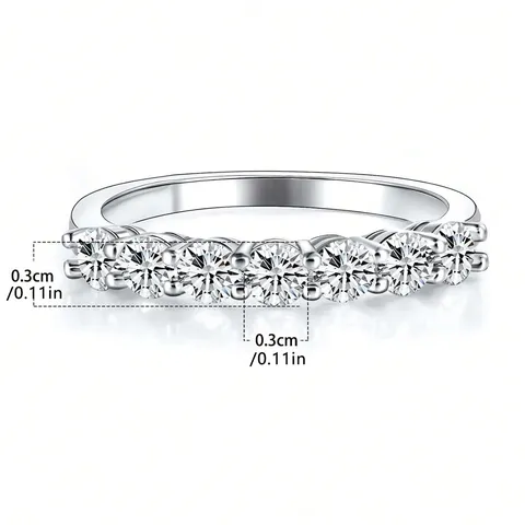 Premium Simple Inlaid Zirconia Half Circle Row Ring Seven Diamonds Seven - view 3