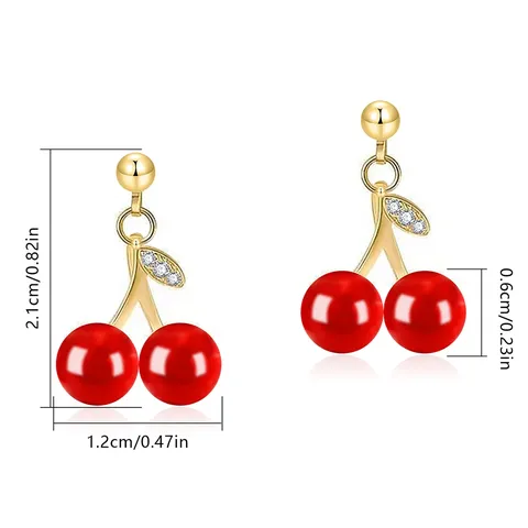 Red Garnet Cherry Stud Earrings Are Versatile Fashionable and Festive Earrings - view 3