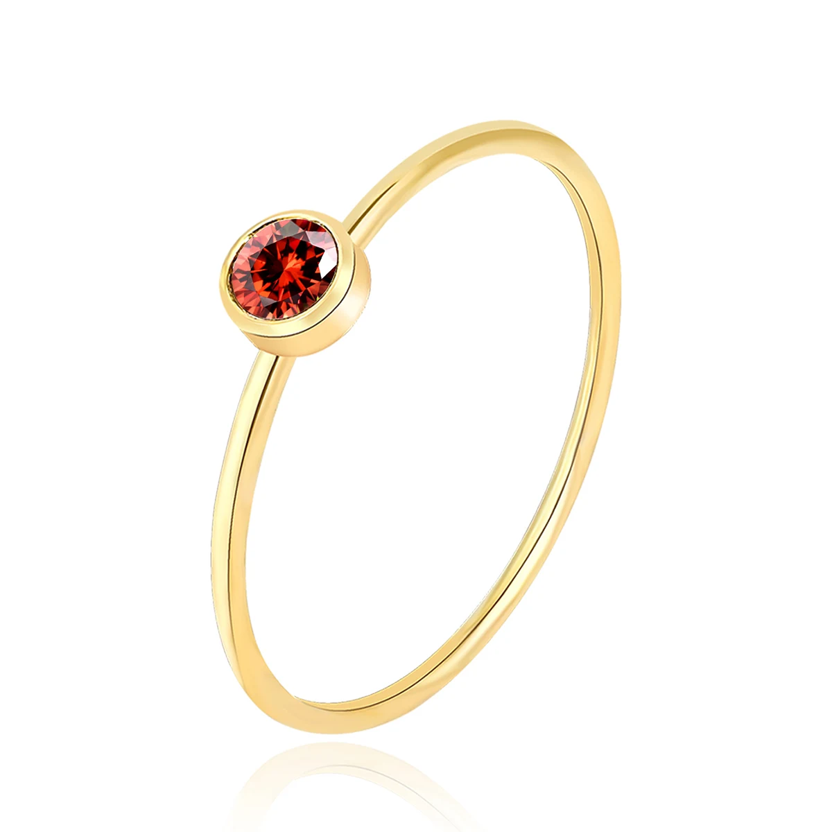 Red Zirconia Ring Ladies Fashion Stainless Steel Ring Niche Simple Tail made by BlueOne Jewelry
