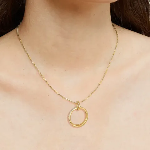 Cubic Zirconia Ring Zirconia Necklace Women Niche Design Pendant Brilliant Zirconia Circle Bone - view 2