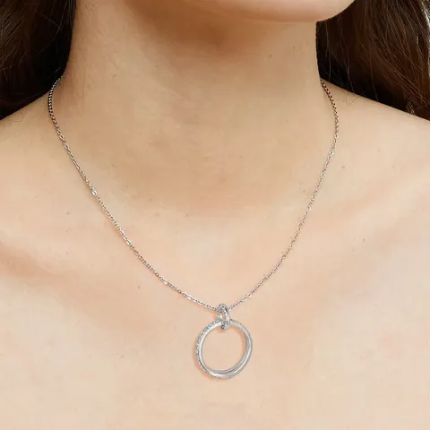 Ring Zirconia Necklace Women Niche Design Pendant Brilliant Zirconia Circle Bone - view 2