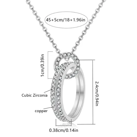 Ring Zirconia Necklace Women Niche Design Pendant Brilliant Zirconia Circle Bone - view 3