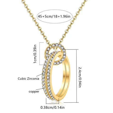 Cubic Zirconia Ring Zirconia Necklace Women Niche Design Pendant Brilliant Zirconia Circle Bone - view 3