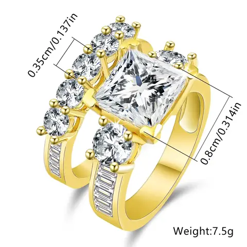 Round and Square Zirconia Rings Main and Secondary Rings Men’s and - view 3