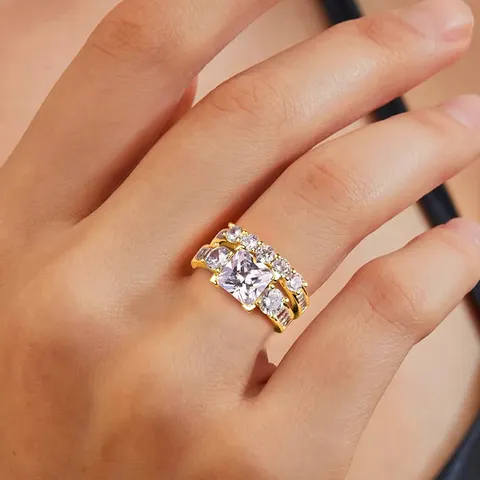 Round and Square Zirconia Rings Main and Secondary Rings Men’s and - view 2