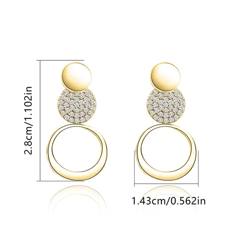 Round Earrings Korea Temperament Long Paragraph Flash Diamond Personality Earrings Female - view 3