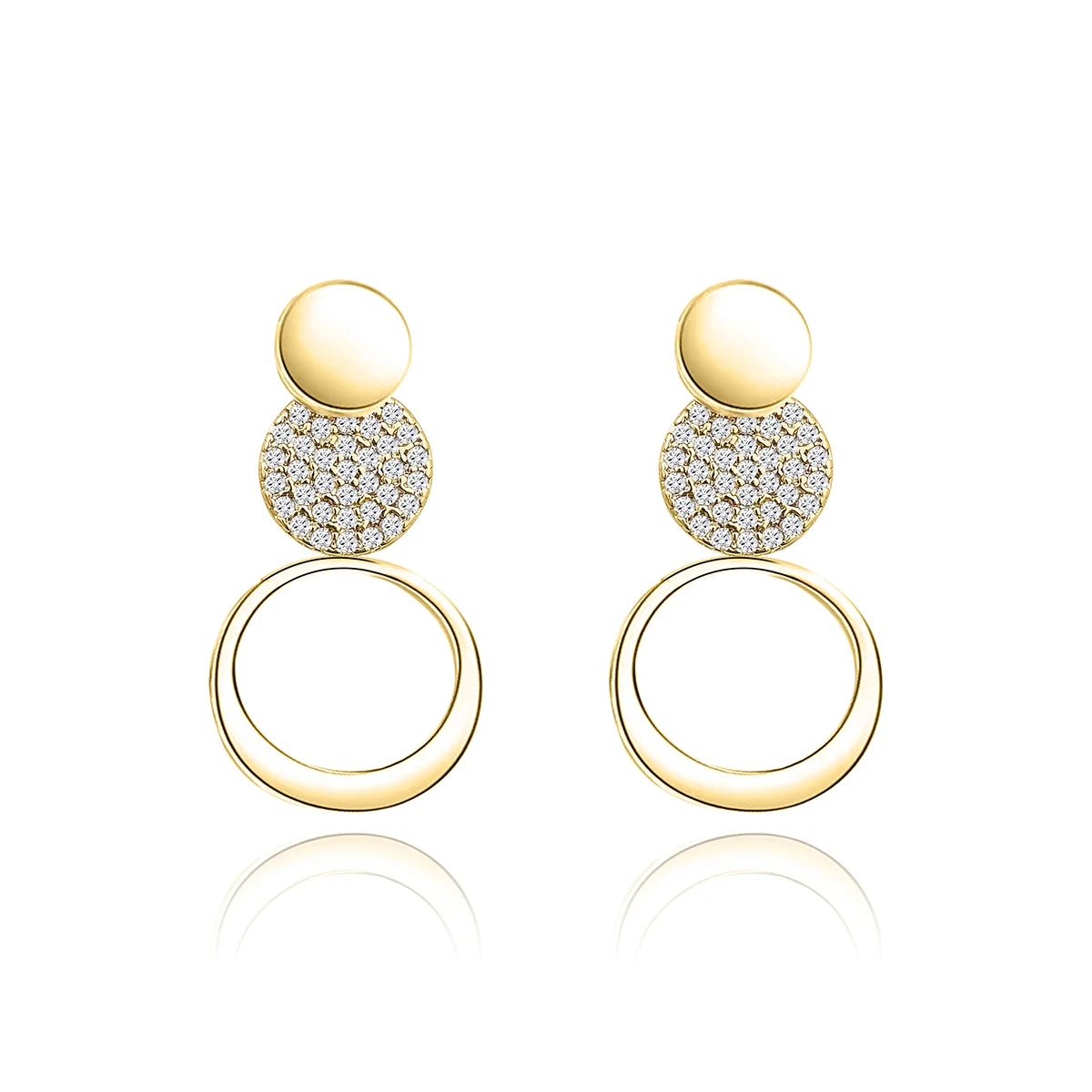 Round Earrings Korea Temperament Long Paragraph Flash Diamond Personality Earrings Female made by BlueOne Jewelry