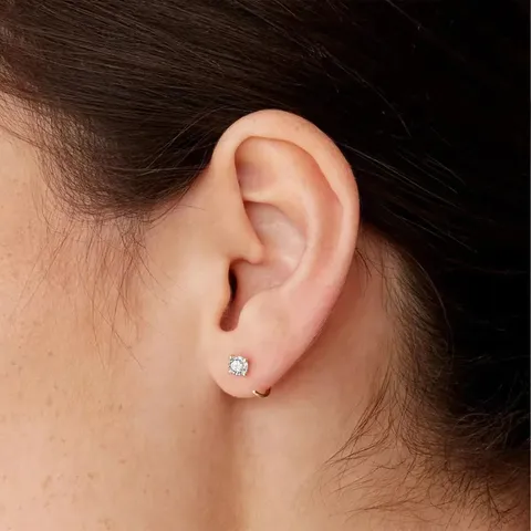 Semi-circular Pierced Earrings Simple Ins Style Four Claws Set Diamond Ear - view 2