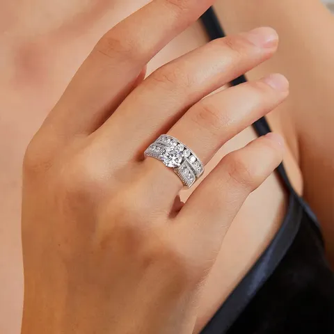 Set of Two Rings Full of Diamonds Luxury Haute Diamond Ring - view 2
