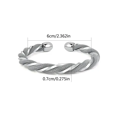 Silver-plated Fashion Square Twisted Edge Bracelet Korean Bracelets - view 3