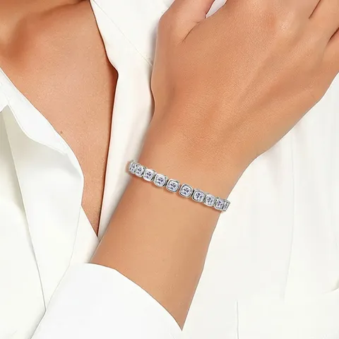 Simple Light Luxury Diamond-set Square Geometric Buckle Bracelet in Europe and - view 2