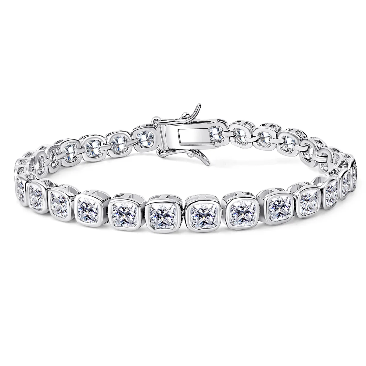 Simple Light Luxury Diamond-set Square Geometric Buckle Bracelet in Europe and made by BlueOne Jewelry