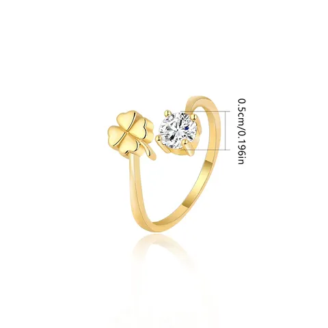 Simple Personalized Versatile Cut Titanium Four-leaf Clover Ring - view 3