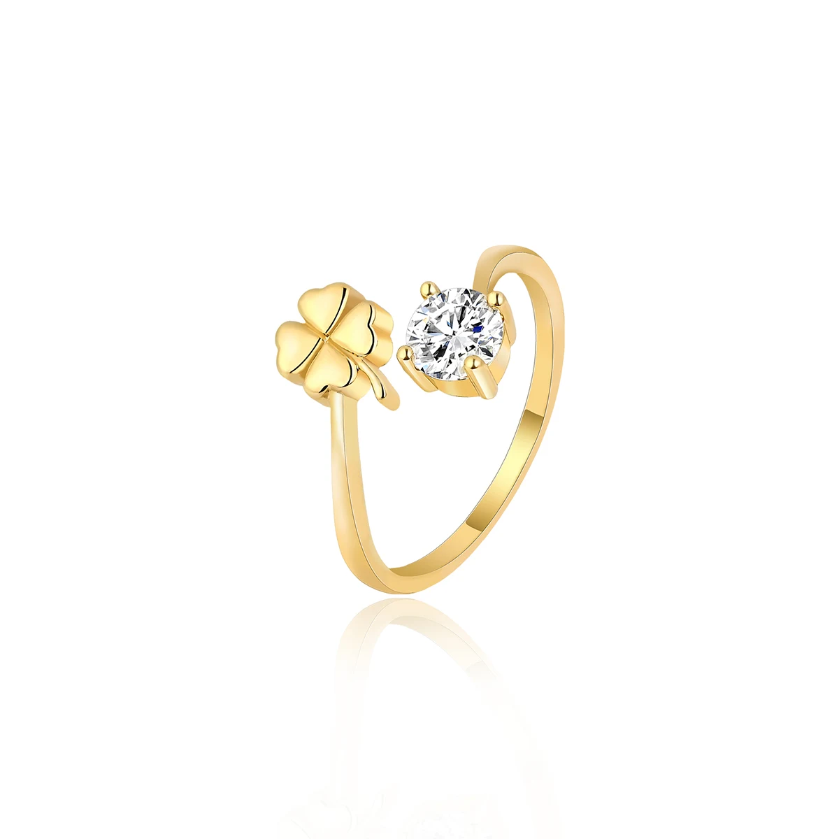 Simple Personalized Versatile Cut Titanium Four-leaf Clover Ring made by BlueOne Jewelry