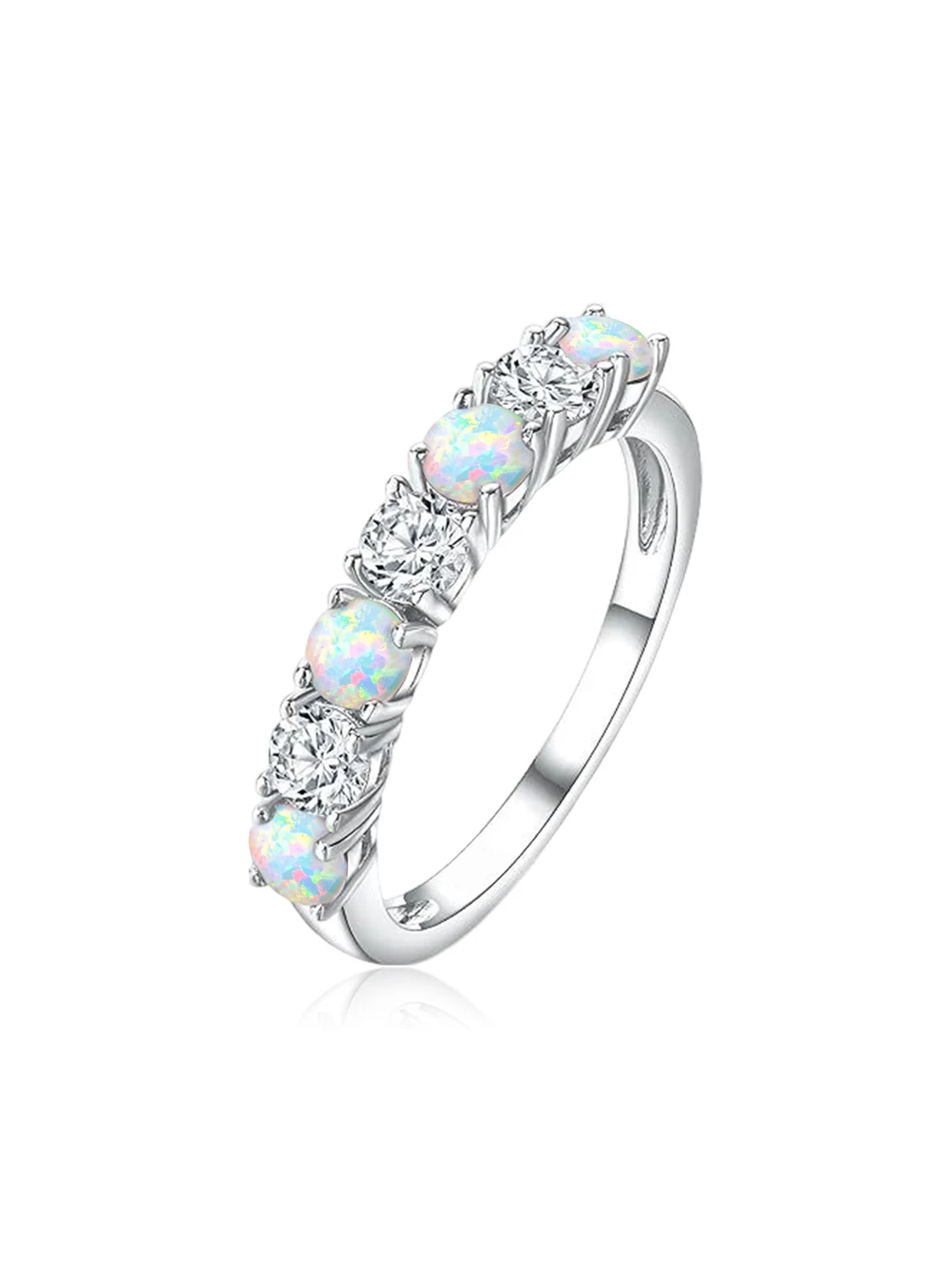 Simple Single Row Zirconia and Auburn Ring Models made by BlueOne Jewelry