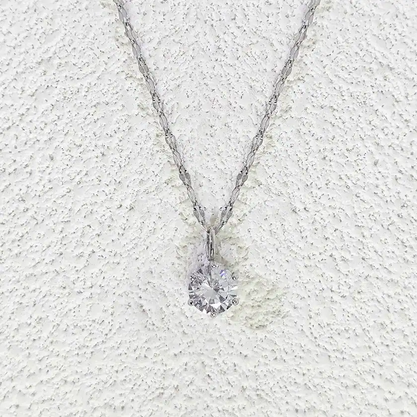 Simple Six Claws Single Diamond Necklace Female Ins Collarbone Chain Light made by BlueOne Jewelry