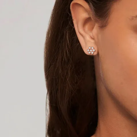 Simple Zirconia Small Earrings Flowers Ms. Japan and South Korea Style - view 2