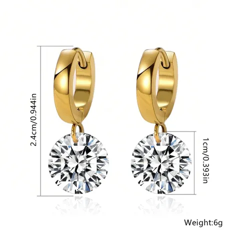 Cubic Zirconia Single Diamond Earrings Korean Version of the Temperament of Light Luxury - view 3