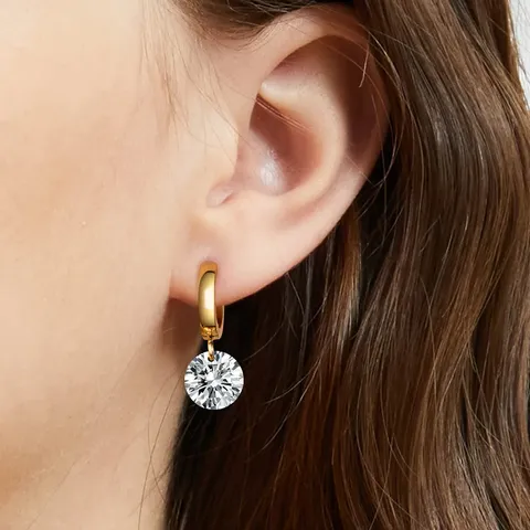 Cubic Zirconia Single Diamond Earrings Korean Version of the Temperament of Light Luxury - view 2