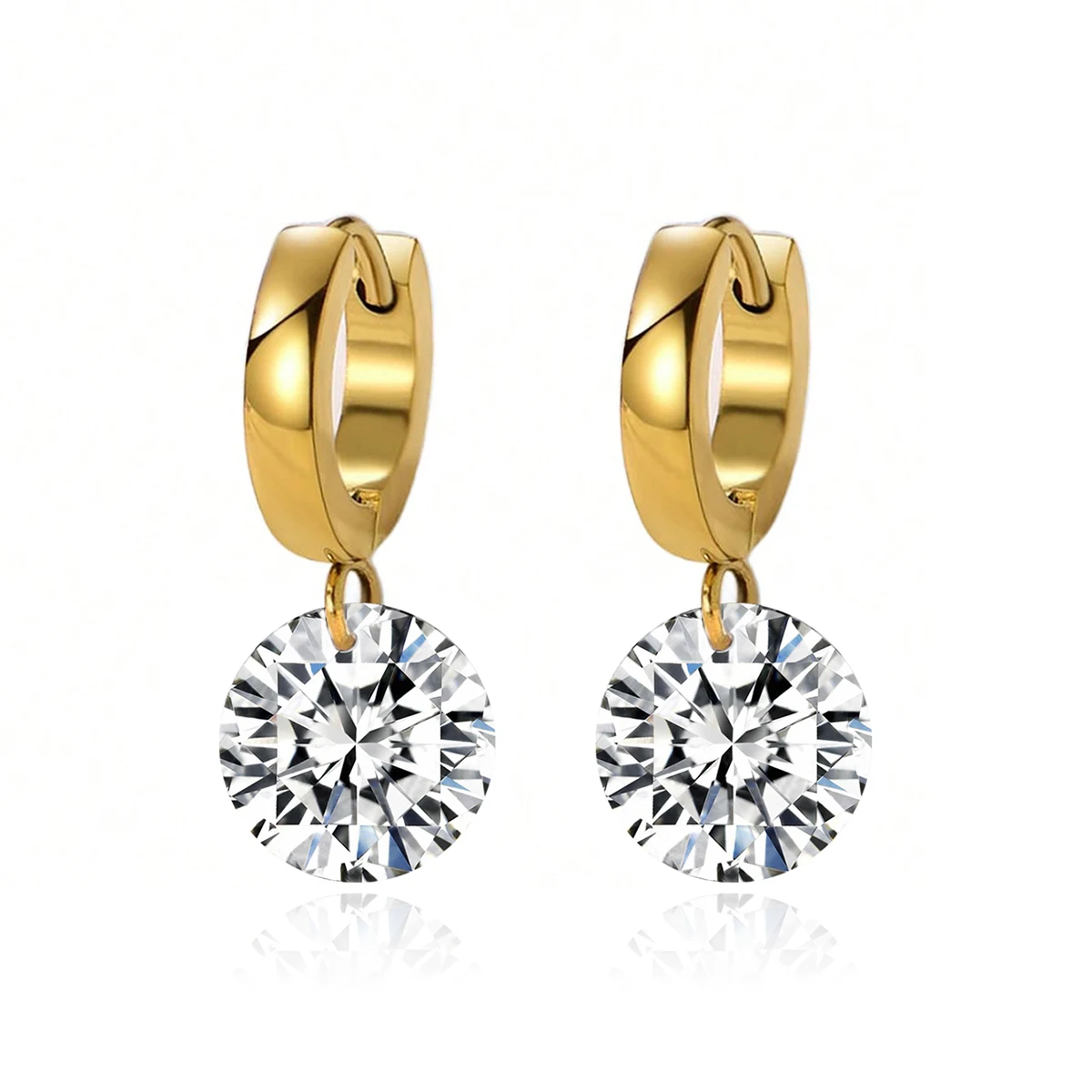 Cubic Zirconia Single Diamond Earrings Korean Version of the Temperament of Light Luxury made by BlueOne Jewelry